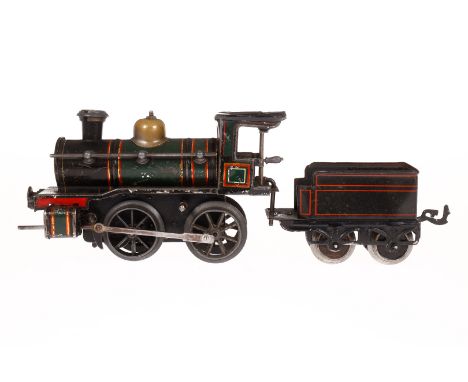Bing B-Dampflok, mit Bub Tender, Spur 0, CL, Uhrwerk intakt, v+r, Tender ausgebessert, LS, tw besch. und NV, Z 4