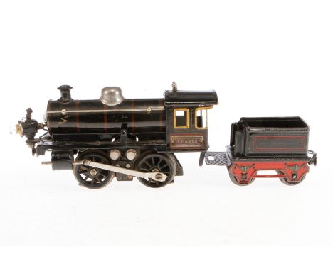Märklin B-Dampflok R 3140, Spur 0, Starkstrom, schwarz, mit Tender und 1 el. bel. Stirnlampe, tw nachlackiert, LS und gealter