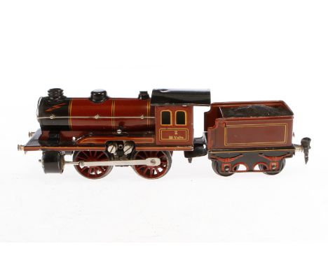 Märklin B-Dampflok R 12950 N, Spur 0, elektr., braun/schwarz, mit Tender und 1 el. bel. Stirnlampe, Pufferbohle von Lok nachl