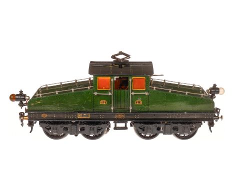 Märklin Bobo-Tunnellok 64/3021, Spur 1, Starkstrom, uralt, HL, 2 el. bel. Stirnlampen, starrer Pantograph, min. Gebrauchsspur