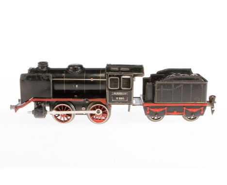 Märklin B-Dampflok R 890, Spur 0, Uhrwerk intakt, schwarz, mit Tender 909, Z 4