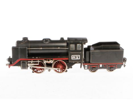 Märklin B-Dampflok R 66/12920, Spur 0, elektr., schwarz, mit Tender, kW und 2 el. bel. Stirnlampen, LS und gealterter Lack, Z