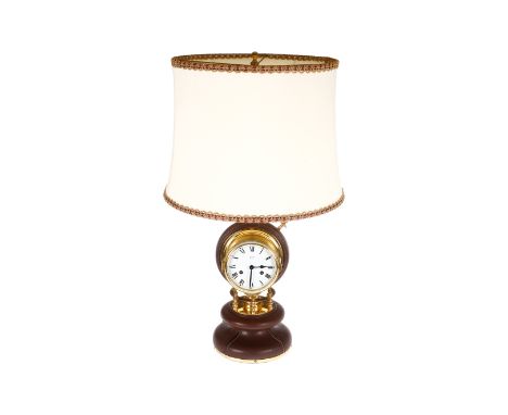 Gucci Tischlampe, mit Barometer und Uhr, Marke Schatz, Geh- und Schlagwerk, römische Zahlen, mit Viertelschlagwerk, drehbar, 