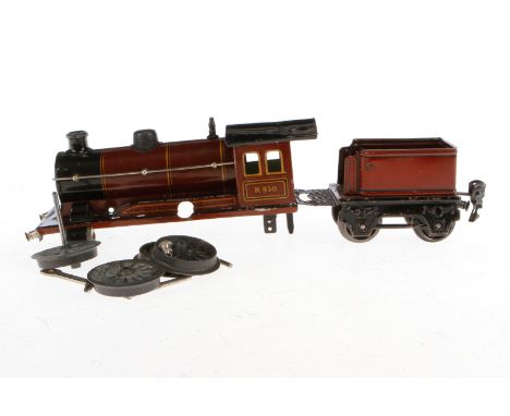 Märklin Lokgehäuse R 950, Spur 0, dazu Kleinteile und Tender 969, als Ersatzteile