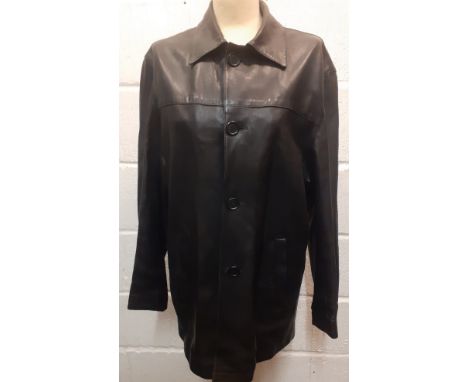 A Bailey black soft leather 1970's style jacket having 2 side pockets and a front 4 button fastening, size M (approx 40" ches