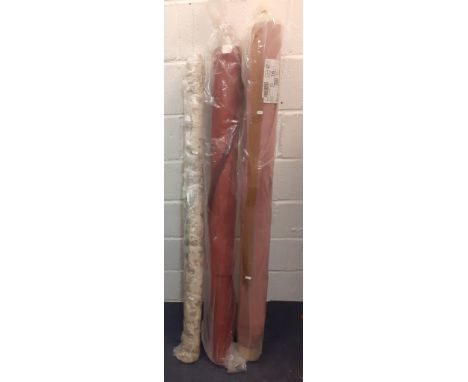 Three bolts of late 20th Century home upholstery fabric to include pink velour, maroon chenille and a cream ground with butte
