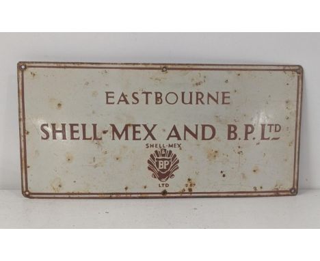 A late 20th century Eastbourne Shell-Mex and BP ltd enamel advertising sign 46cmH x 46cm WLocation: RWBIf there is no conditi