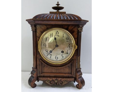 A circa 1900 German Lenzkirch mahogany cased 8 day mantle clock striking on a single gong, 35cmh x 24cmWLocation:If there is 