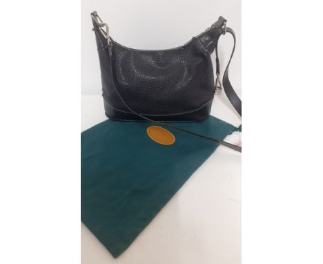 Mulberry-A black scotch-grain 'Roseberry' shoulder bag with black smooth leather base, detachable shoulder strap and corners,