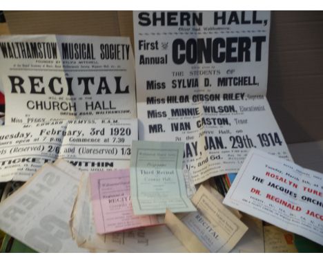 Mixed 1920’s-1950’s music related ephemera to include  posters, venue and Proms programmes, letters from the singer/lecturer/