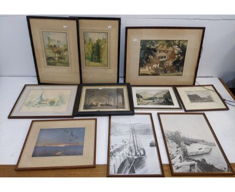 Pictures to include a Peter Scott print, a watercolour street scene, and others Location:If there is no condition report show