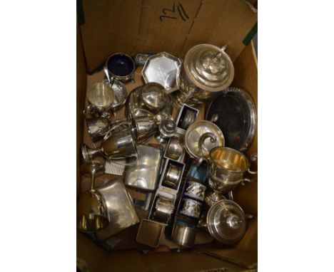 A quantity of silver trophy cups and other items.