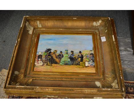 Two French impressionist style paintings depicting figures on a beach.