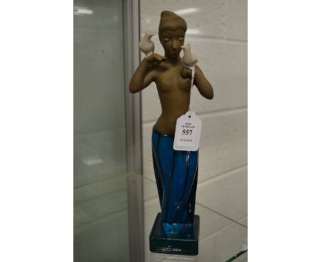 A Royal Copenhagen figure 'Girl with pigeons' designed by Johannes Hedegaard.