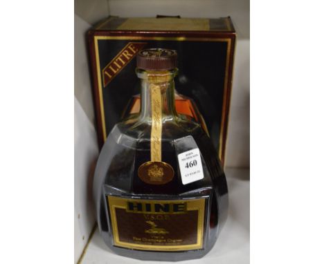 A bottle of Hine VSOP Champagne cognac, boxed.