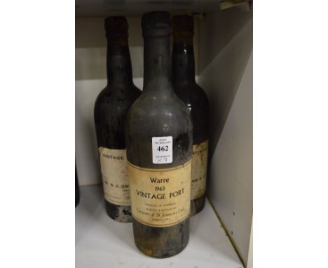 Warre vintage port 1963, one bottle together with Grahams vintage port 1960, two bottles.