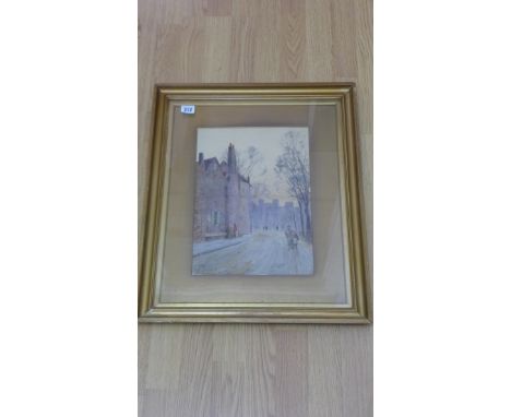 A watercolour entitled Slough Rd Eton, signed R W Fraser 05 in a gilt frame, 60 x 49cm painting in good condition some fly un