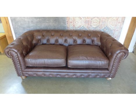 Alexander and James Brixton chesterfield 3-seater leather sofa in brown. Furniture Village sale price is £2295 new cancelled 