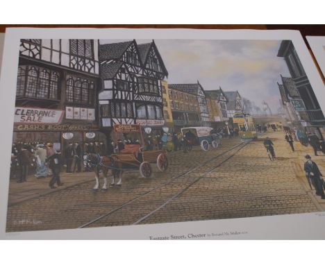 Bernard McMullen limited edition print with double blind stamp &amp; signed in pencil ' Eastgate street Chester'