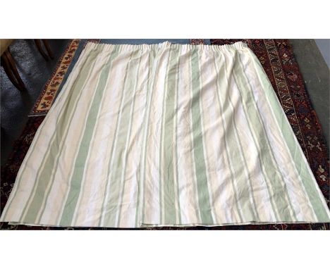 A pair of Laura Ashley Home striped cotton curtains in pale green stripes