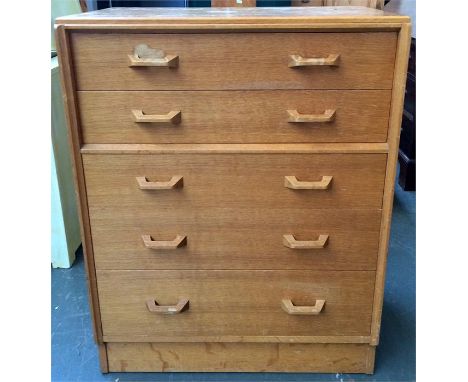 A G-Plan light oak chest of five drawers, 95cmH