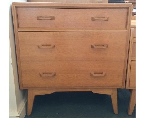 A G Plan light oak chest of three graduating drawers, 45x76x84.5cmH