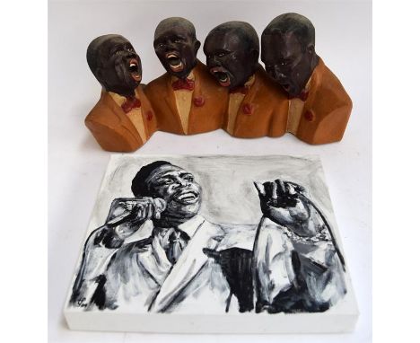 A resin model of a black soul quartet, together with Tony Field (2009), Darrell Banks (Eubanks), 1937-70, 'Open the Door to Y