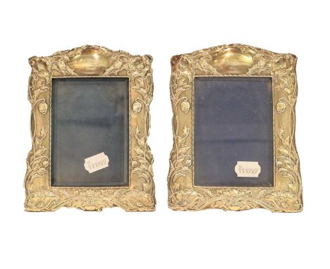 A Pair of Edward VII Silver Photograph-Frames, by Horton &amp; Allday, Birmingham, 1901, each shaped oblong, the sides stampe