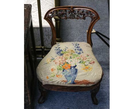 A 19th century bobbin turned chair, together with a mahogany framed nursing chair (2)