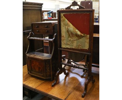 A small group of Regency and later furniture, including a small hanging cupboard decorated with floral swags and a ribbon tie