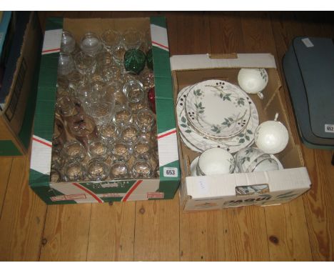 FOLEY PART TEA SERVICE &amp; COLLECTION OF GLASSWARE (2 X BOXES)