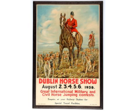 Dublin Horse Show 1938 Vintage advertising poster, artwork by Olive Whitmore, Royal Dublin Society, framed, 25 x 40 inches. P