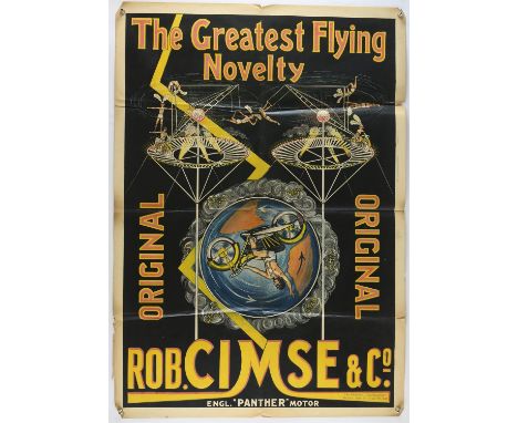 Circus - The Greatest Flying Novelty - Vintage advertising poster, folded, 28 x 37 inches.  Provenance: From the W. E. Berry 