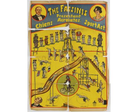 Circus - The Fassinis - Vintage advertising poster, folded, 28 x 37 inches.  Provenance: From the W. E. Berry collection. 