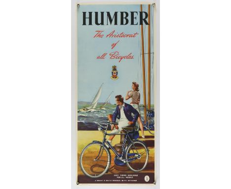 Humber - The Aristocrat of all Bicycles - Vintage advertising poster, flat, 13 x 29.5 inches. 