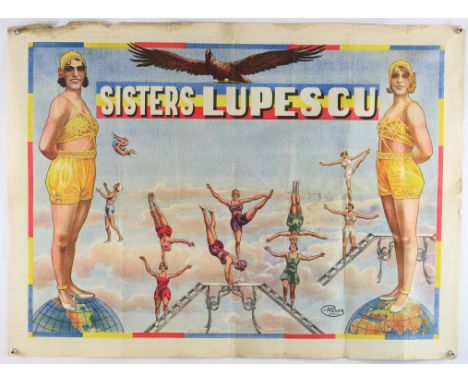Circus - Sisters Lupesco - Two Vintage advertising posters, folded, 27 x 37 inches (2).   Provenance: From the W. E. Berry co