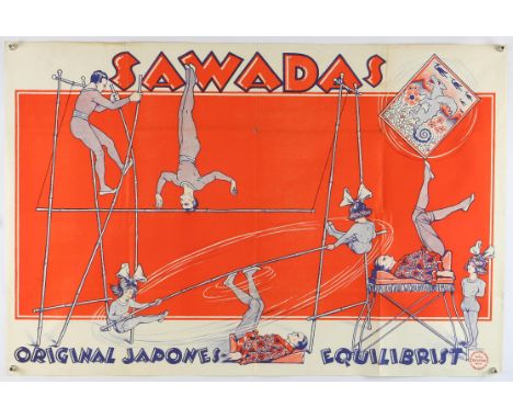 Circus - Vintage advertising poster, folded, 37 x 56 inches.  Provenance: From the W. E. Berry collection. 