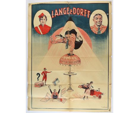 Circus - Lage & Dorff - Vintage advertising poster, folded, 28 x 37 inches.  Provenance: From the W. E. Berry collection. 
