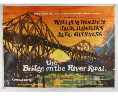 The Bridge on the River Kwai (R-1963) British Quad film poster, Academy Award release, folded, 30 x 40 inches. 