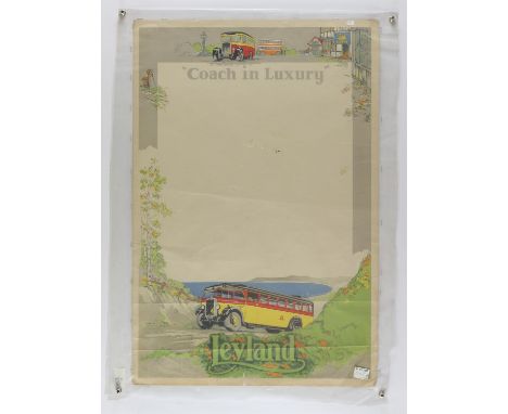 Leyland - 'Coach in Luxury' Vintage travel poster, flat, 20 x 30 inches. 