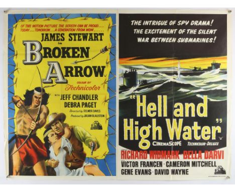 Three British Quad film posters, The Master Gunfighter / Operation Daybreak, Triple Echo, Broken Arrow / Hell and High Water,
