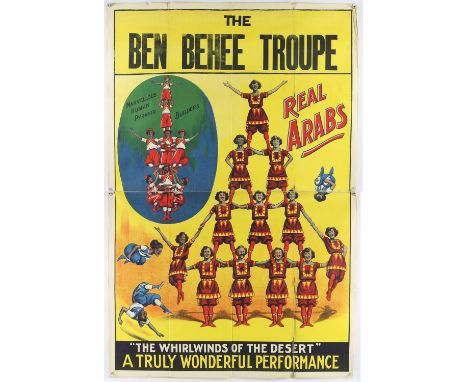 Circus - Ben Behee Troupe - Vintage advertising poster, folded, 40 x 60 inches.  Provenance: From the W. E. Berry collection.