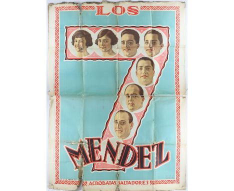 Circus - Los 7 Mendel - Two vintage advertising posters, folded, 47 x 63 inches (2).   Provenance: From the W. E. Berry colle