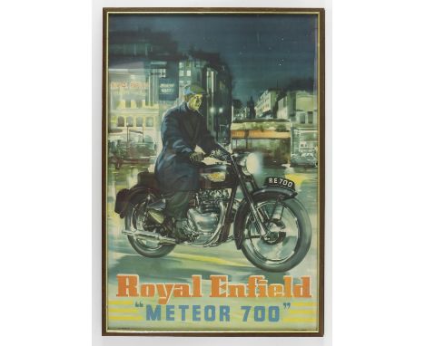 Royal Enfield 'Meteor 700' - Vintage advertising poster, printed in England, framed, 19 x 29 inches. 