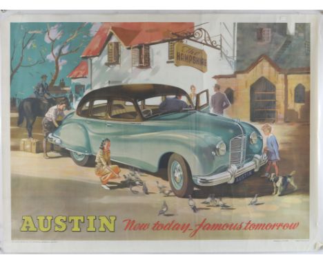 Austin 'New Today - Famous Tomorrow' - Vintage advertising poster, printed in England, rolled, 30 x 40 inches. 