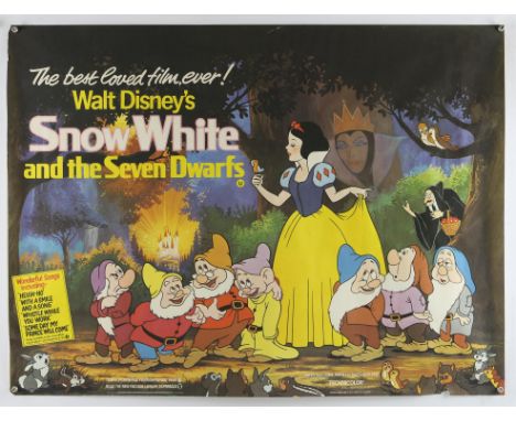 Walt Disney's Snow White and the Seven Dwarfs (R-1970's) British Quad film poster, rolled, 30 x 40 inches. 