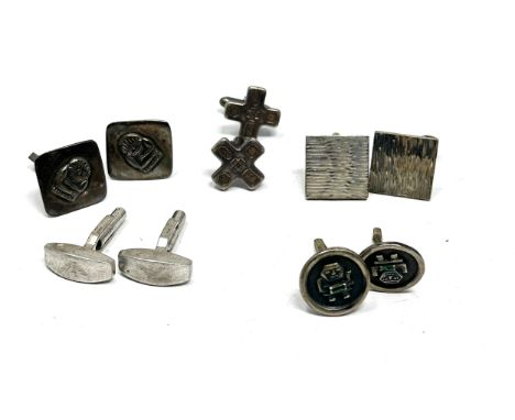 Five silver pairs of gents cufflinks (68g) 