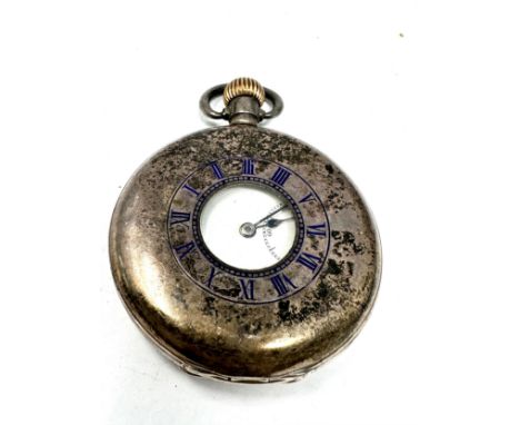 Vintage sterling silver cased half hunter pocket watch hand-wind working 