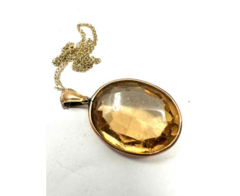 9ct gold vintage citrine pendant necklace (10.7g) 