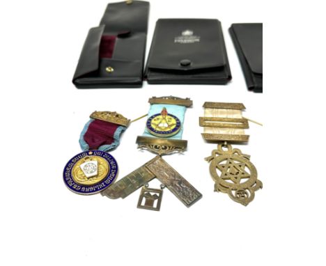 3 x Sterling Silver Cased Masonic Jewels inc. Royal Arch 101g 